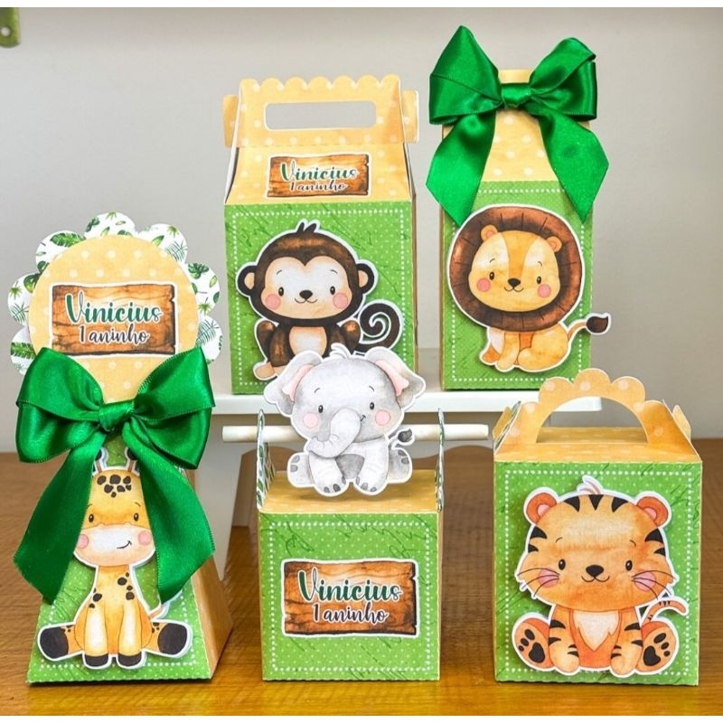 Kit Caixinhas Personalizadas Safari/SEMI MONTADAS/Lembrancinhas Para Aniversário Safari Menino
