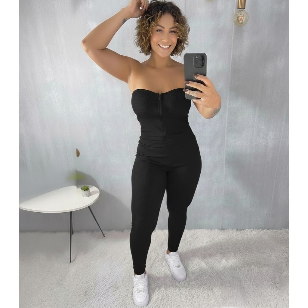 macacão gringa virginia tomara que caia com ziper anarruga