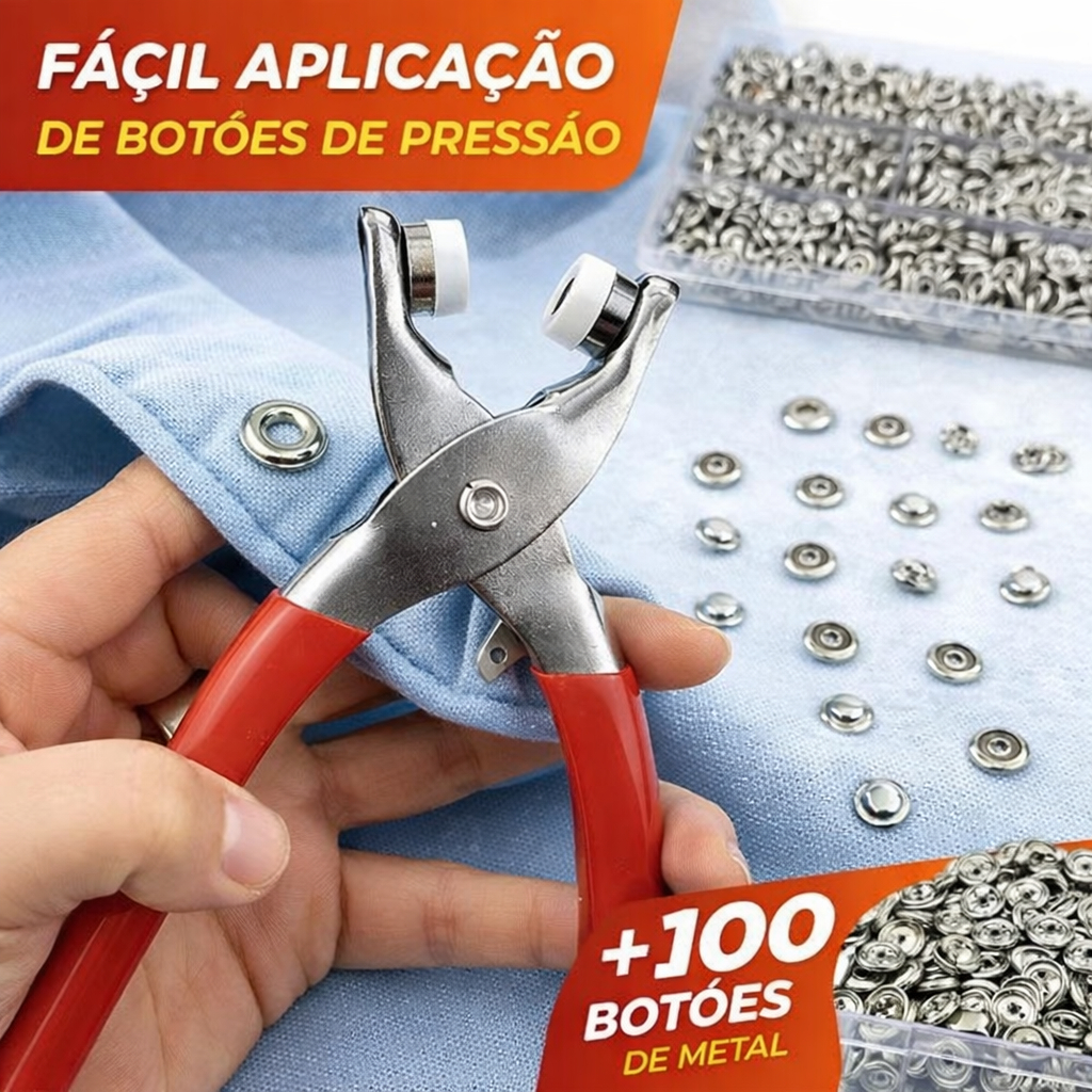 Alicate de Pressão Aplicador de Botão de Metal Para Roupas com 100 Botões