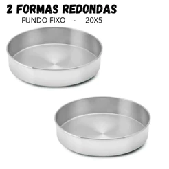 Kit Forma Para Bolos Tortas Redondas Alta 20x5, 2 Peças Alumínio Resistente FUNDO FIXO
