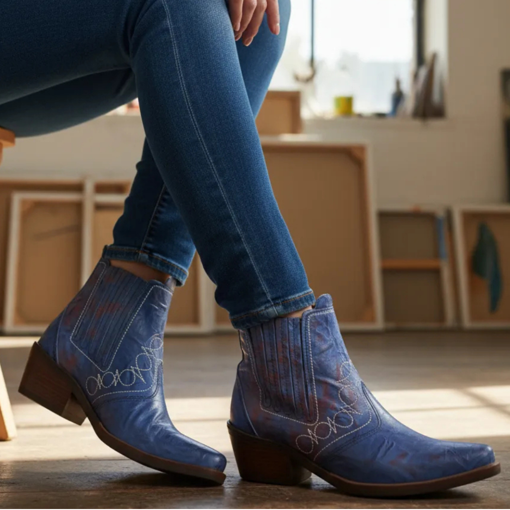 Bota Feminina Estilo Country Montaria Vaquejada Cavalgada Rodeio Sertanejo Botina Em Couro 3736
