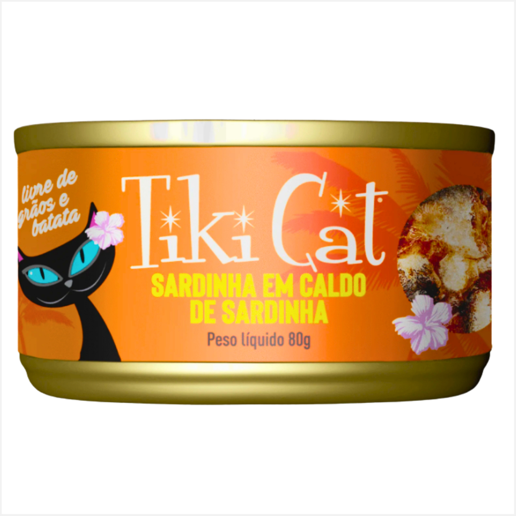 Lata Tiki Cat Grill Sardinha 80g Natural Ração Umida Para Gatos Premium