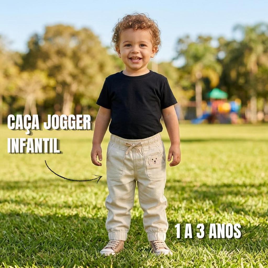Calça Jogger de Sarja Para Meninos - Confortavel de Elástico - Veste de 1 a 3 Anos