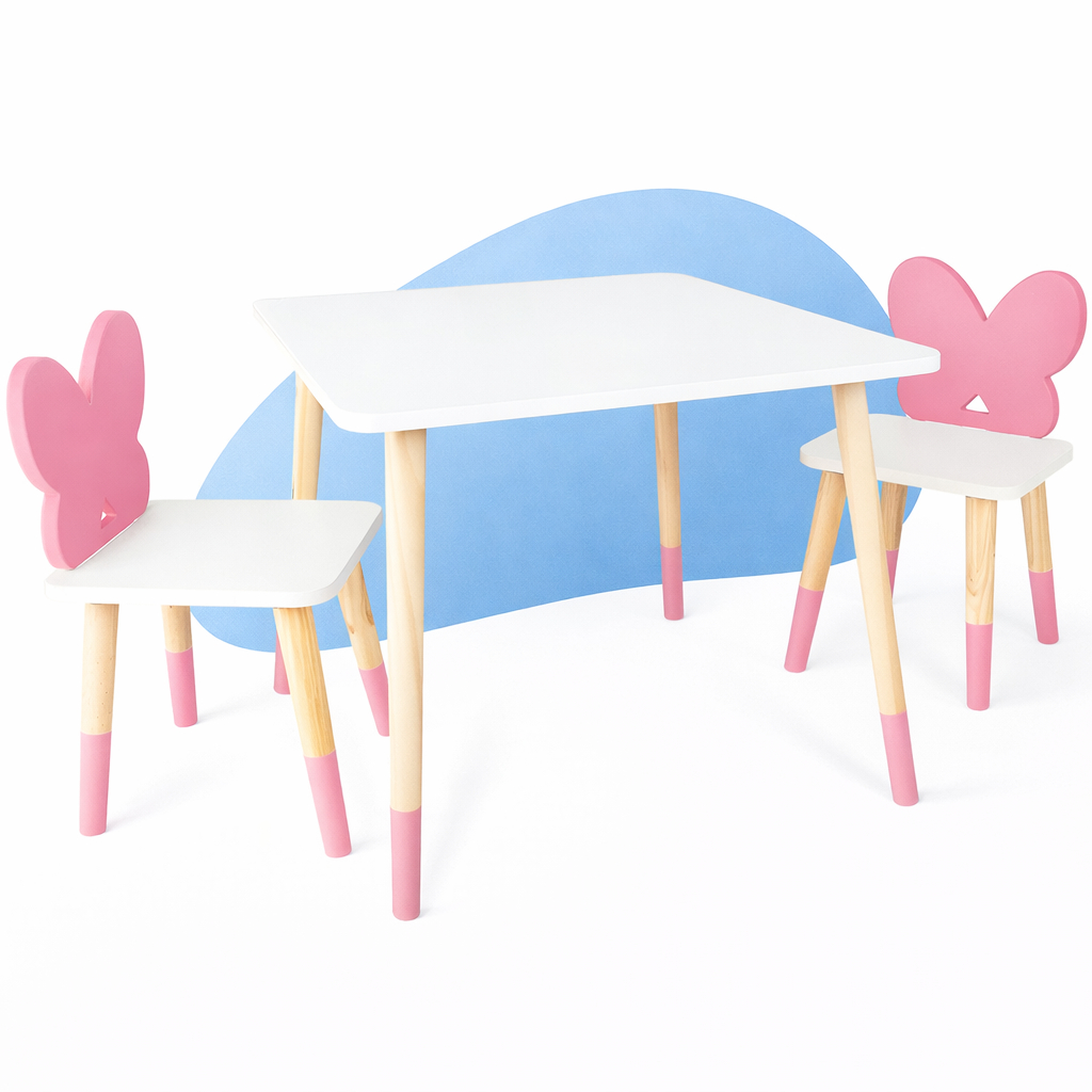 Imagem Mesa 2 Cadeiras Infantil Borboletinha Madeira Brinquedo Mobiliário Quarto Pedagógico Montessori Kit Livro Educativo