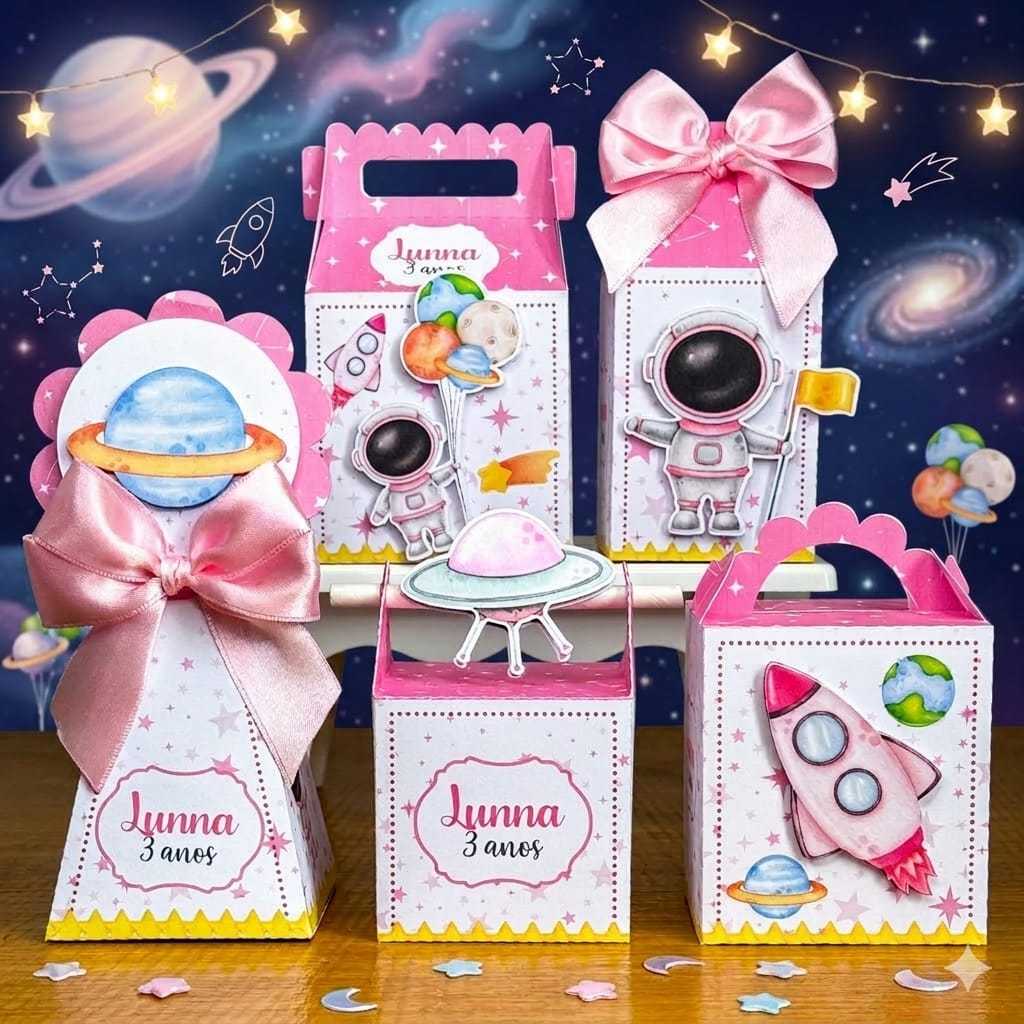 Kit festa tema Astronauta Menino  Caixinha Personalizada lembrancinha aniversário Astronauta Menino