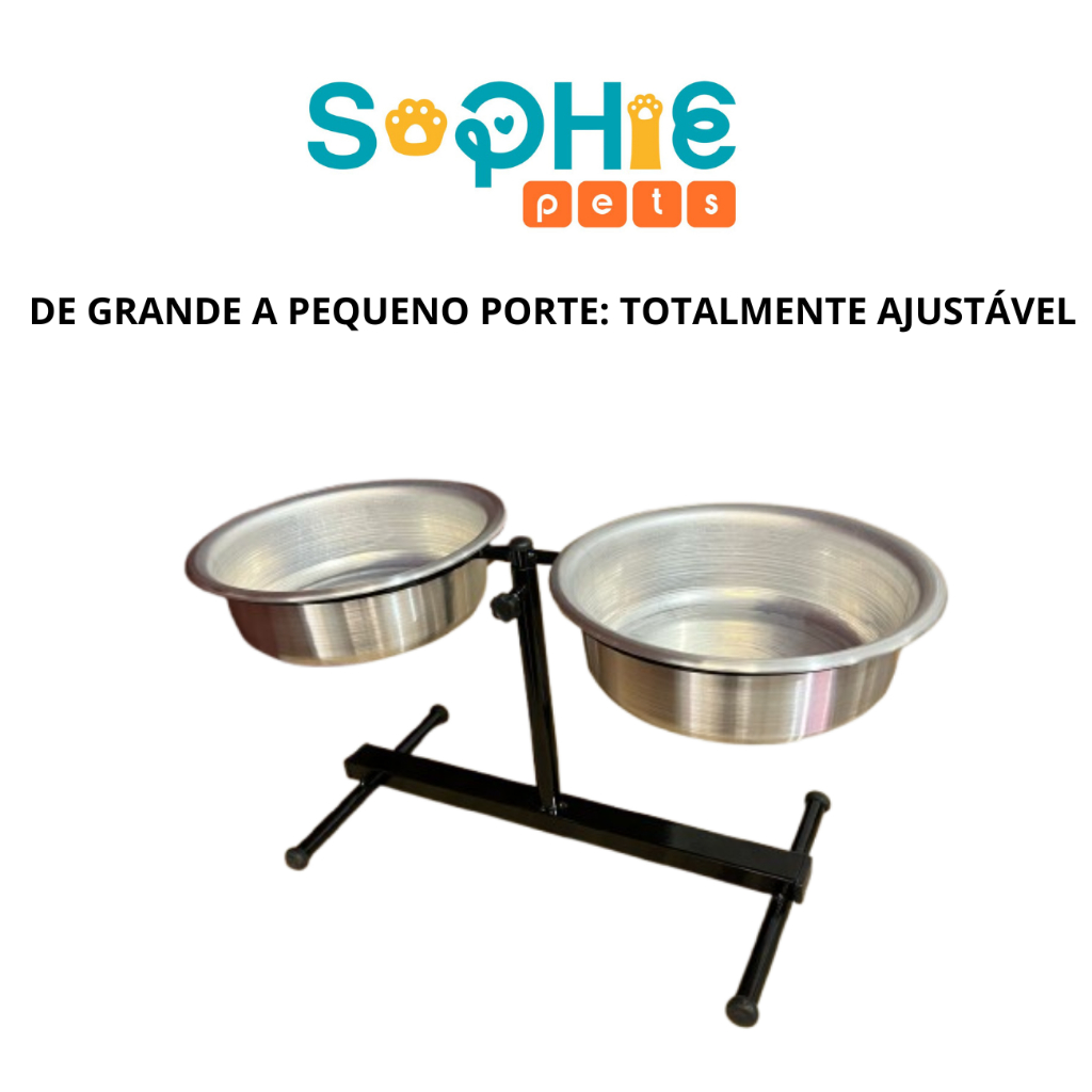 Comedouro Duplo Elevado Alto Ajustável Regulável para Cachorro Gato Filhote Preto em Oferta na Shopee