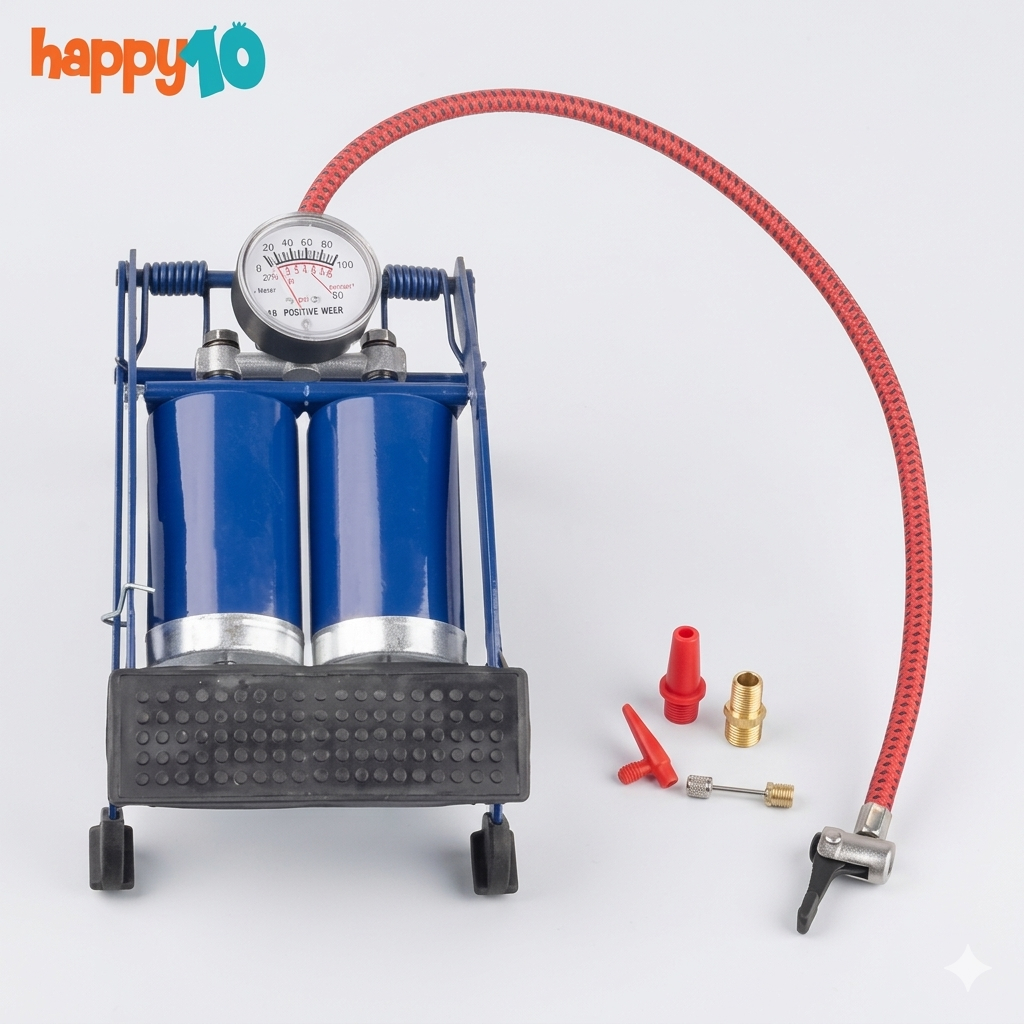 Bomba De Ar Pedal Duplo Cilindro Carro Moto Bike Pneu