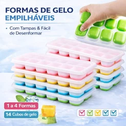 Forma de Gelo Silicone 1 a 4un BPA Free Flexível Cubos 14un Comida Frutas Papinha Bebê Alimento