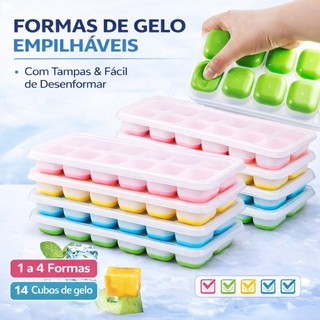 Forma de Gelo Silicone 1 a 4un BPA Free Flexível Cubos 14un Comida Frutas Papinha Bebê Al…
