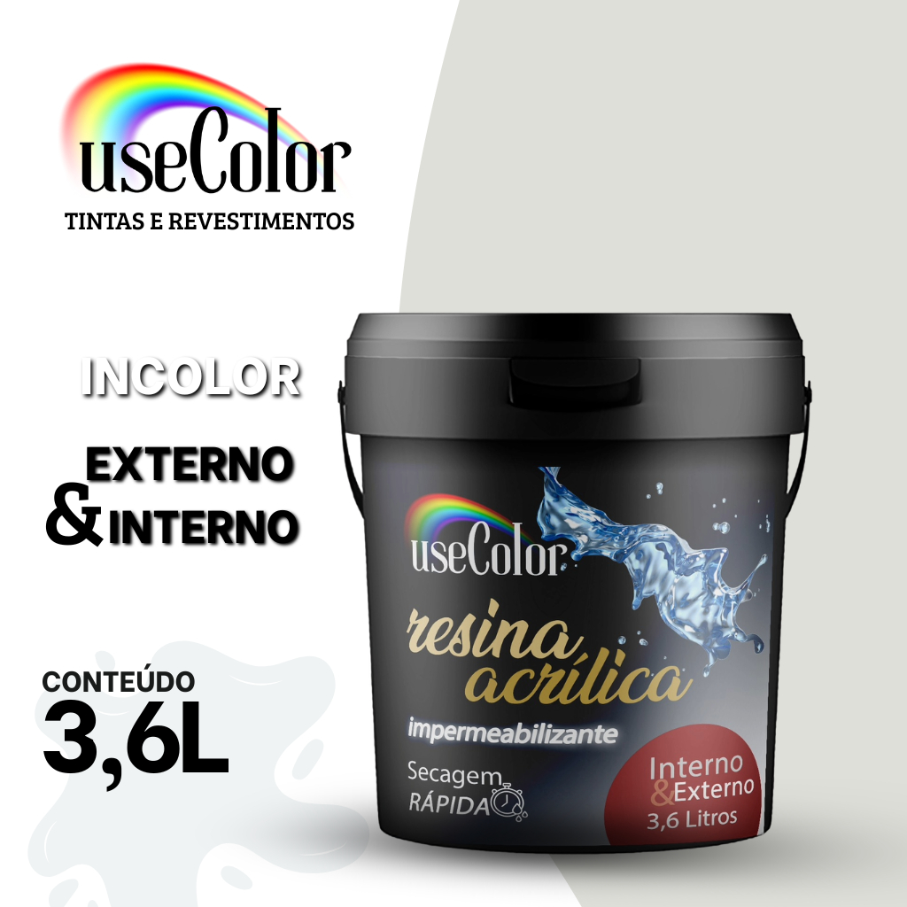 Resina Acrílica 3,6L Incolor Brilhante Base Água impermeável Multiuso