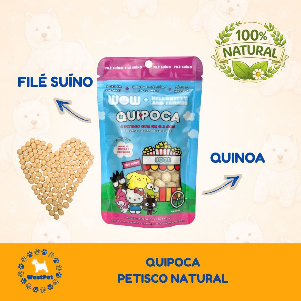 Quipoca WOW Filé Suíno Snack Natural Crocante para Cães