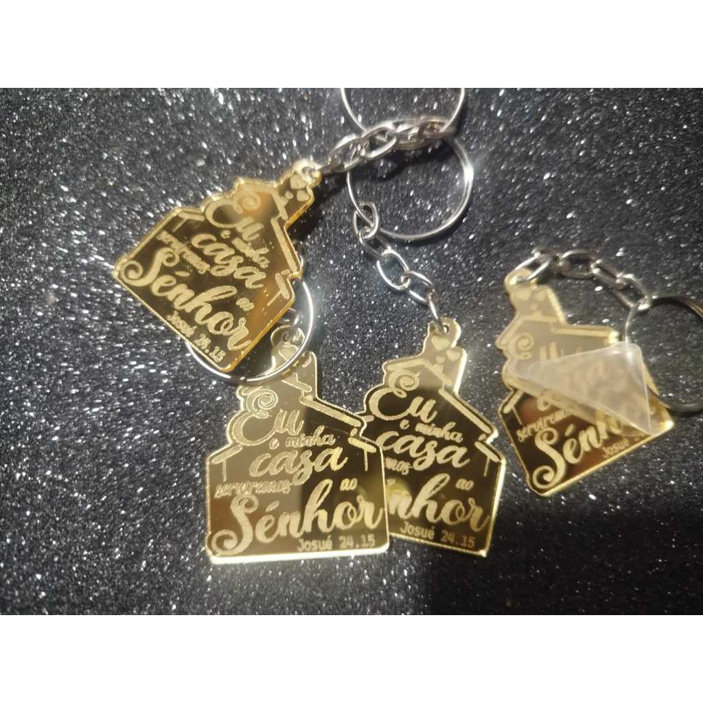 kit Chaveiro Personalizado Lembrancinha Mimo Loja Cliente Festa Acrílico Espelhado - Eu e minha casa