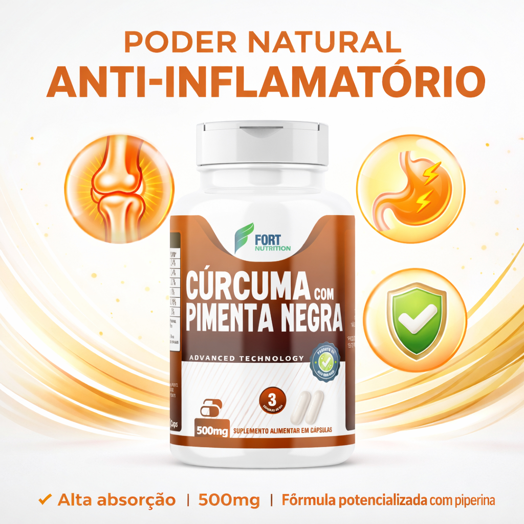 Cúrcuma com pimenta negra em cápsulas Açafrão-da-terra -  Envio Imediato
