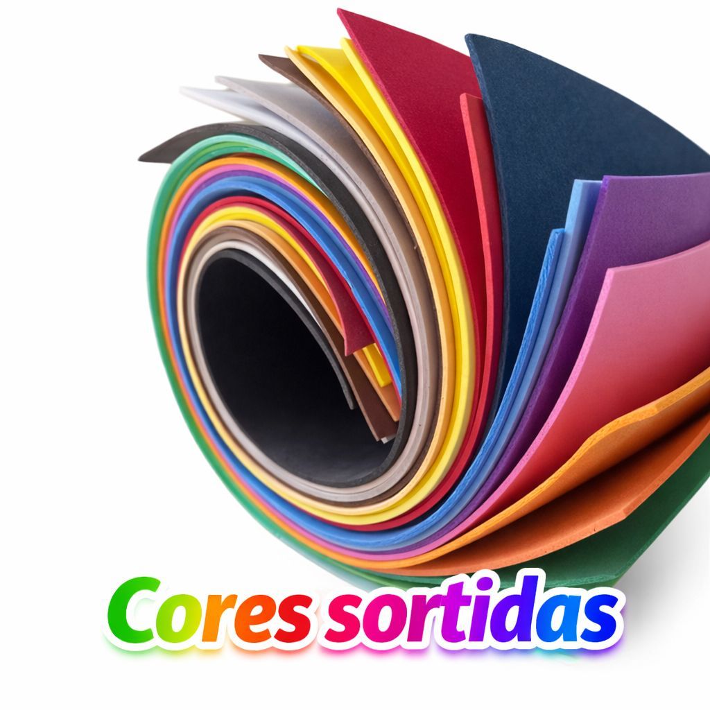 KIT Folhas em eva 1MX50CM cores sortida trabalho escola artesanato infantil bolo fake casa tcc maket