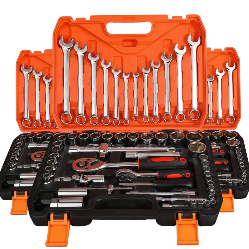 Kit de Ferramentas 61 Peças profissional jogo chave combinada soquetes e catraca grande