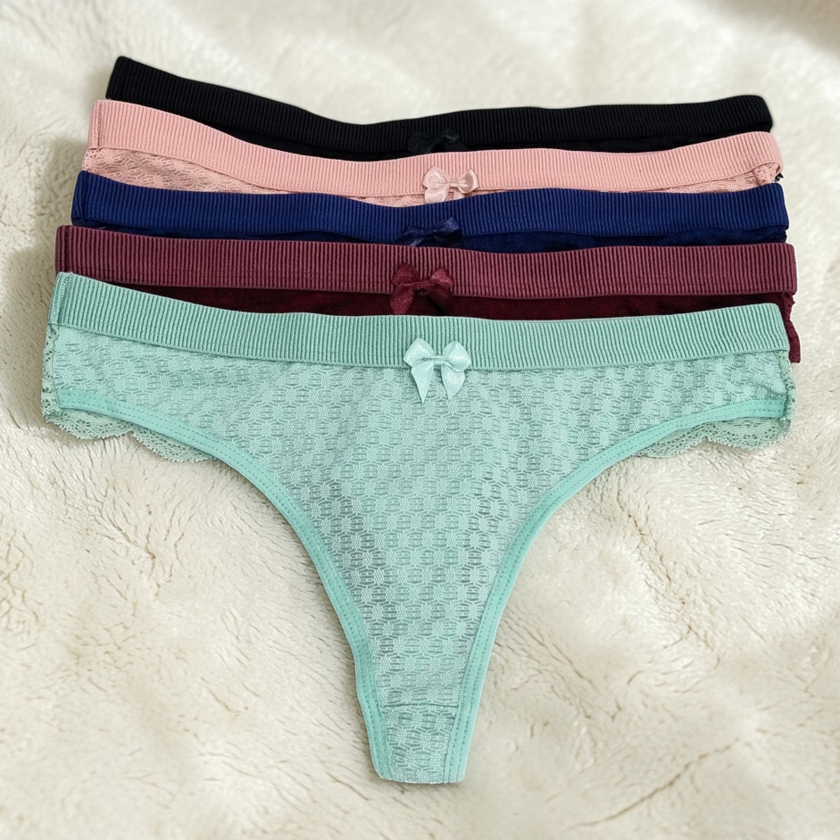 Kit Calcinha Feminina Paris Fio Dental Tanga Lingerie Sensual de Renda Atacado Promoção