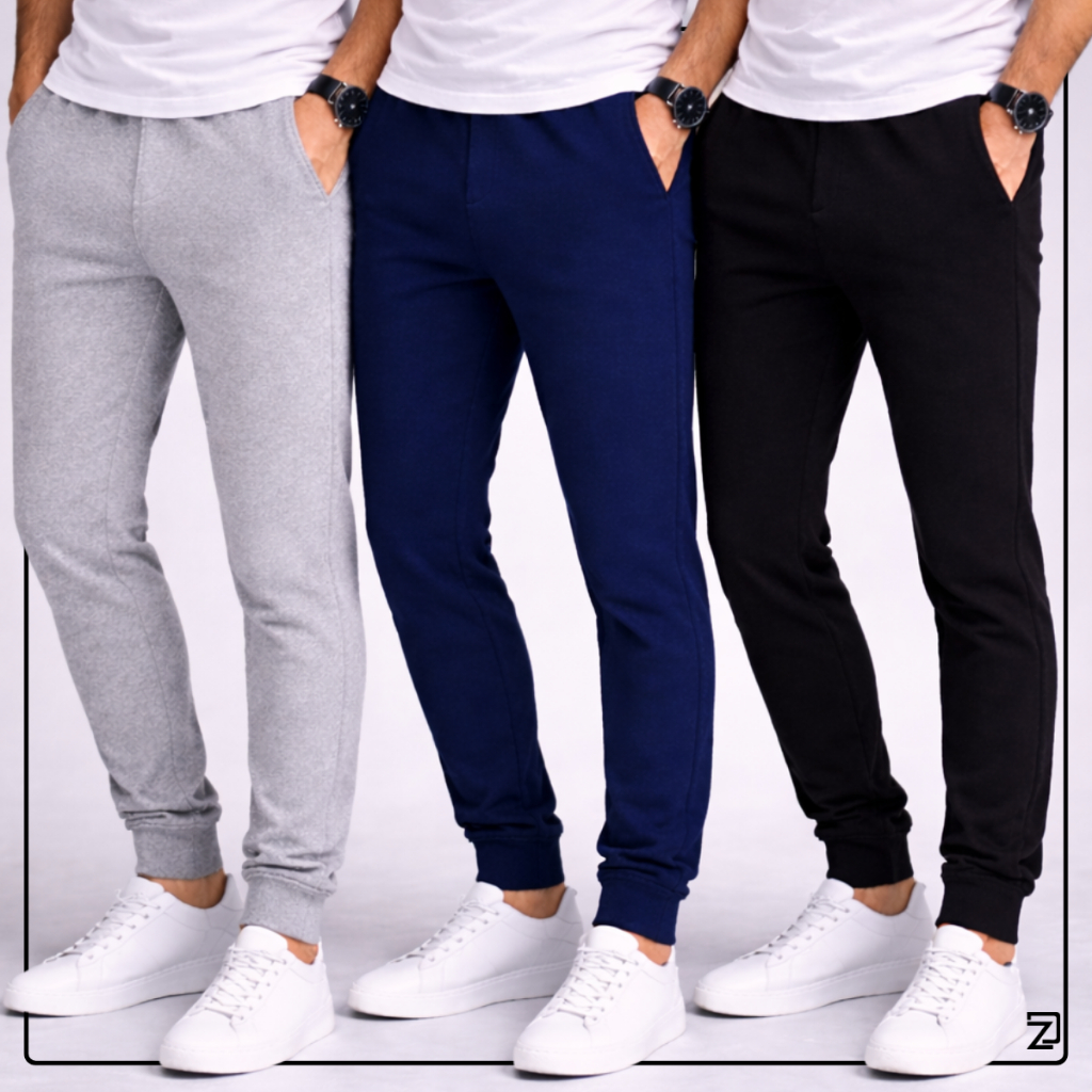 Kit 3 Calça Moletom Masculina Com Punho Kit 3 Calça Moletom Masculina Com Punho