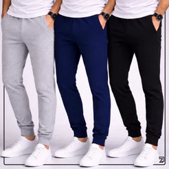 Kit 3 Calça Moletom Masculina Com Punho