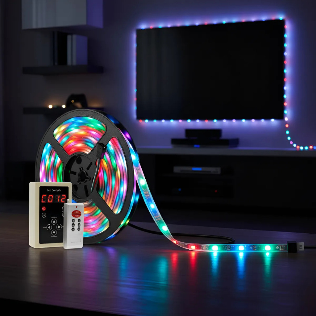 Fita Led Digital Rgb 6803 5m Magic Color Prova D'água Ip67 + Controle Colorida Quarto Gamer