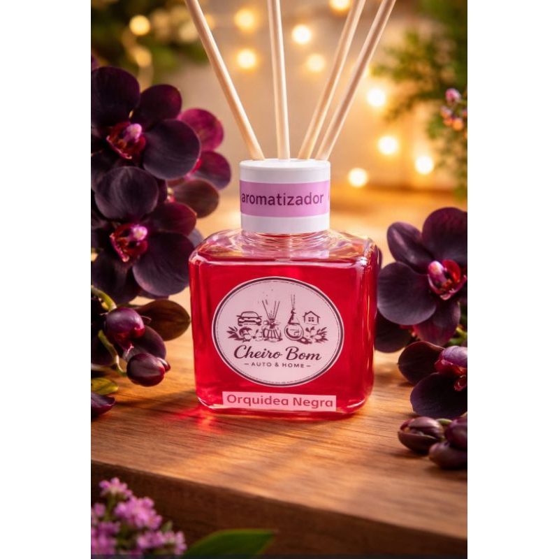 Aromatizador de Ambiente Orquídea Negra 200ml – Difusor de Varetas Cheiroso para Casa e Carro | Perfume Duradouro
