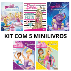 Kit com 5 Minilivros da Barbie