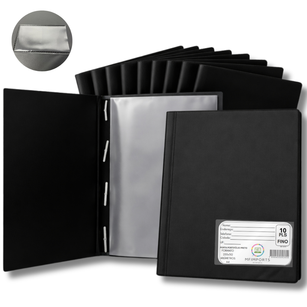 Kit 10 Pastas Catálogo com Visor  10 Plásticos A4 Transparentes Organizadora Documentos Atacado em Oferta na Shopee