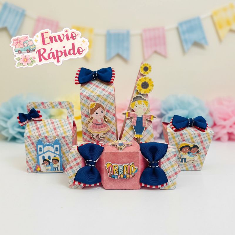 Kit Caixas Arraiá Festa Junina - Lembrancinha Personalizada Aniversário Infantil
