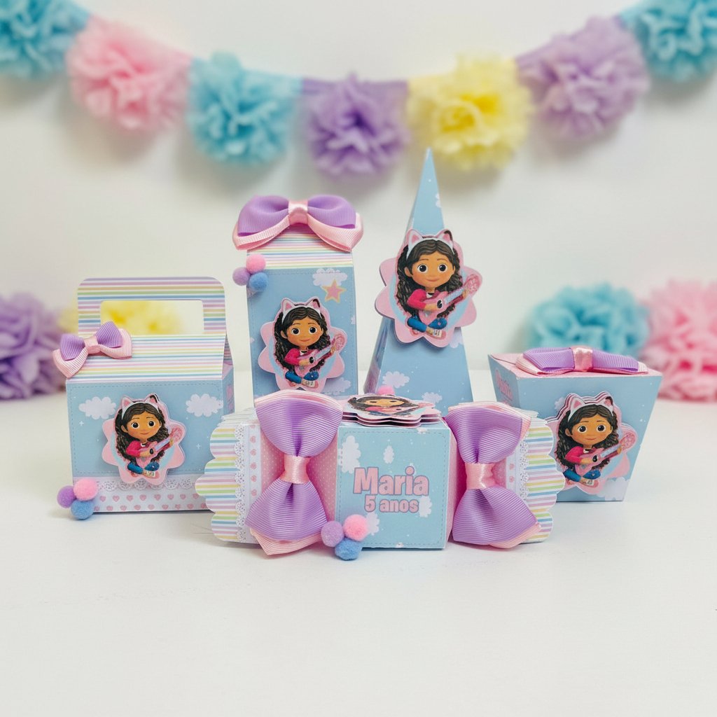 Kit Festa A Casa Mágica da Gabby Lembrancinha Aniversário Infantil papelaria criativa personalizados infantil