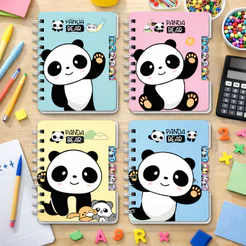 Caderno de Anotação Cute 57 Folhas 9X12CM Agenda Infantil Escolar Recadinho Panda Ursinho Gato