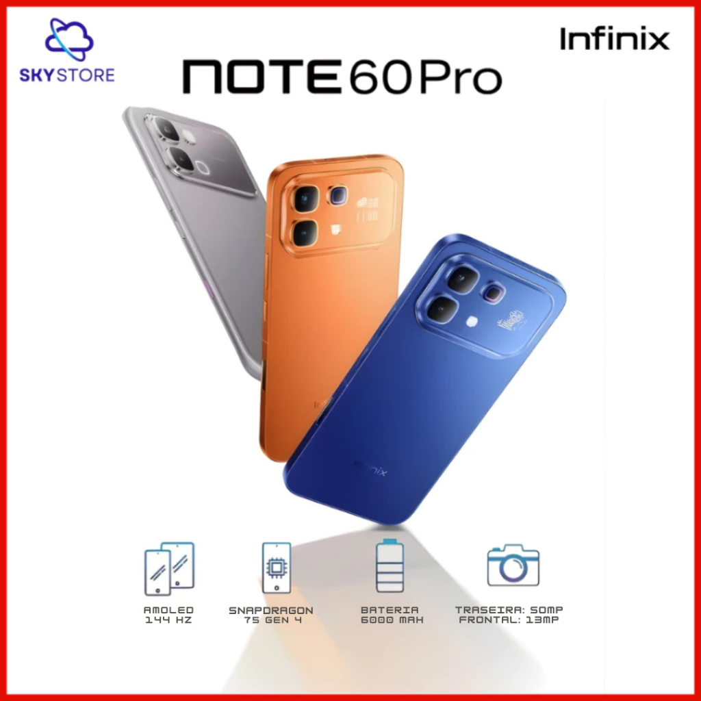 Infinix Note 60 Pro 5G, 256GB e 12GB RAM, , Versão Global, Processador, Snapdragon 7s Gen 4, Bateria 6000mAh em Oferta na Shopee