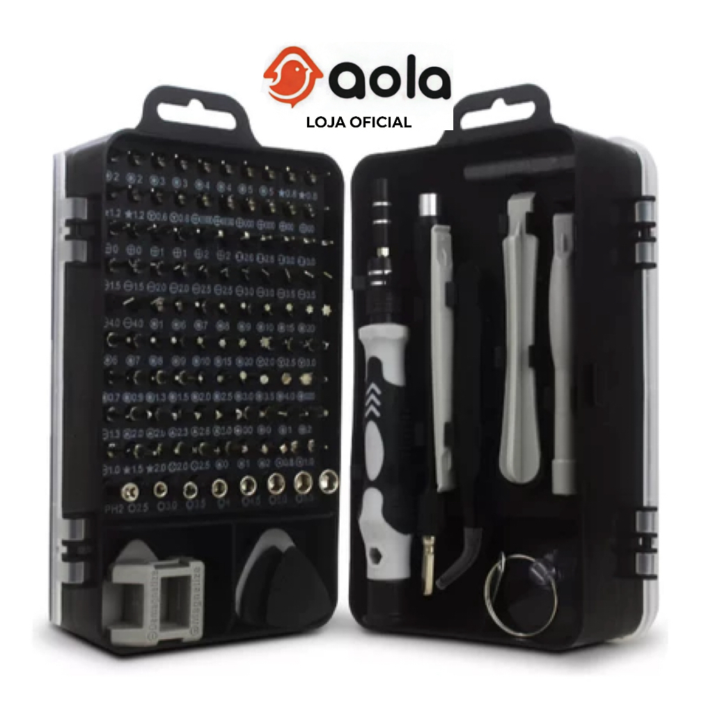 Kit Ferramentas 115 Peças | Chaves de Precisão para Celular, Notebook e Tablet | Reparo Fácil em Oferta na Shopee