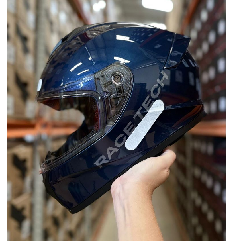 Capacete Race Tech Hit Azul Brilhante Fechado + narigueira masculino feminino Original Novo