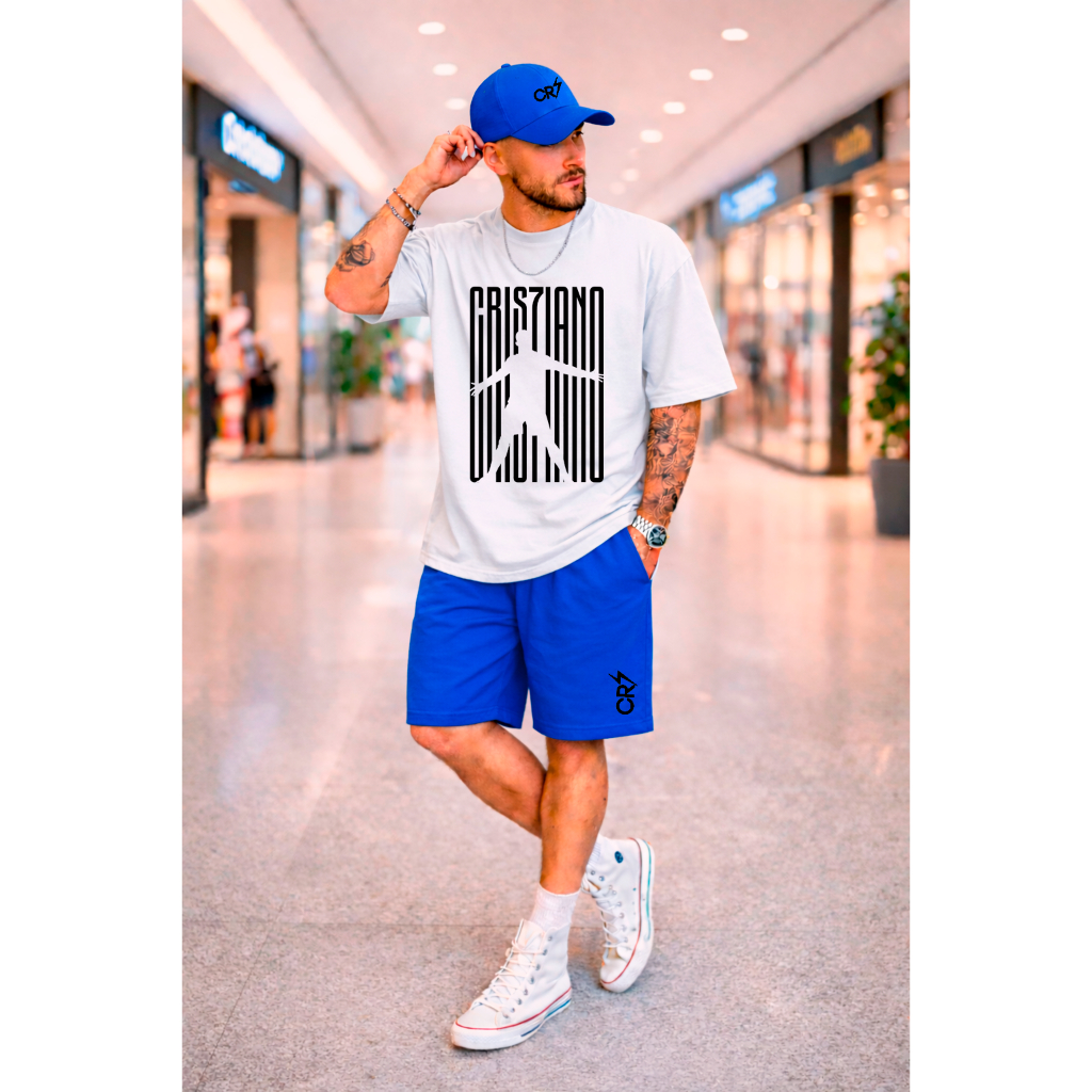Kit Camiseta Short Boné CR7 Copa 2026 Masculino Casual Streetwear 100% Algodão Tactel xxl hyper