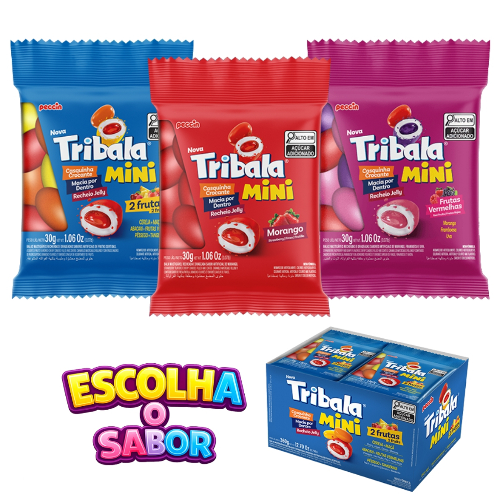 Balinhas Tribala Mini Display C/12 Unidades Recheio Jelly Peccin em Oferta na Shopee