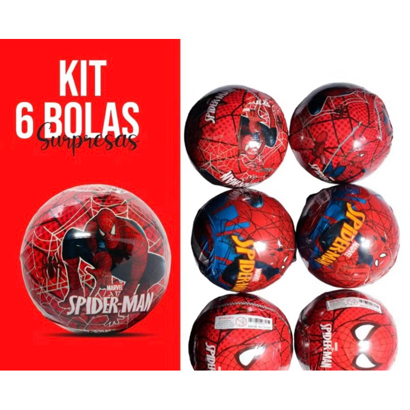 KIT BOLA SURPRESA H. ARANHA 🕷️ Bola com surpresa Dentro ideal pra presente 🎁 lembrancinhas e Brindes festas 🥳 em Oferta na Shopee