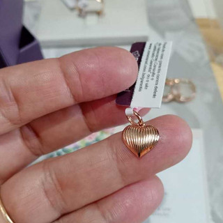 Rommanel Pingente Coração Abaulado com Frisos Banhado Ouro 18k.