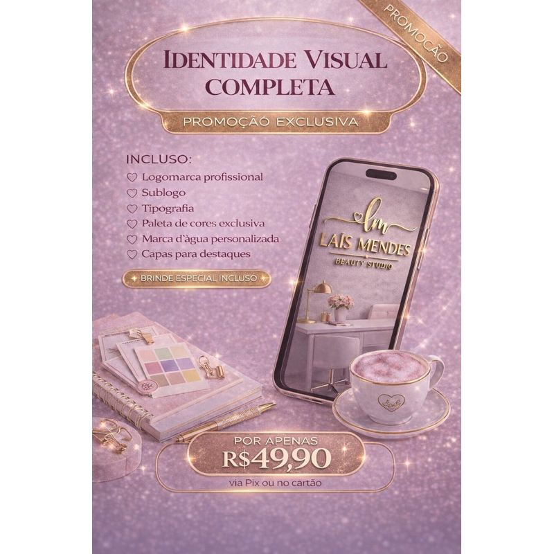 LOGOMARCA PROFISSIONAL + IDENTIDADE VISUAL COMPLETA (ENVIO ONLINE)