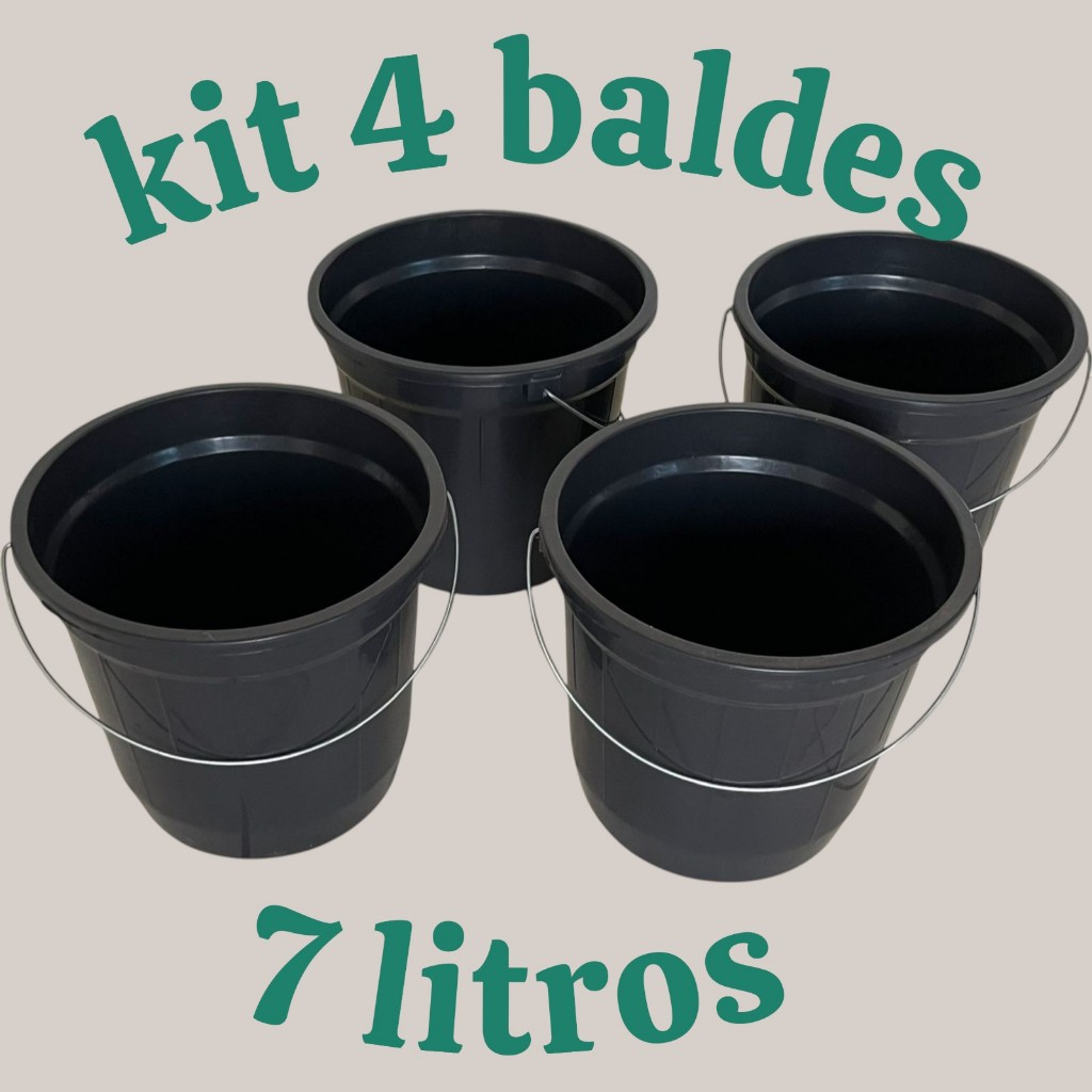 Kit 4 Balde Plástico Extra Forte 7 Litros Alça Resistente e Reforçada Obras Limpeza Reforma em Oferta na Shopee
