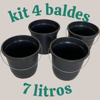 Kit 4 Balde Plástico Extra Forte 7 Litros Alça Resistente e Reforçada Obras Limpeza Reforma em Oferta na Shopee