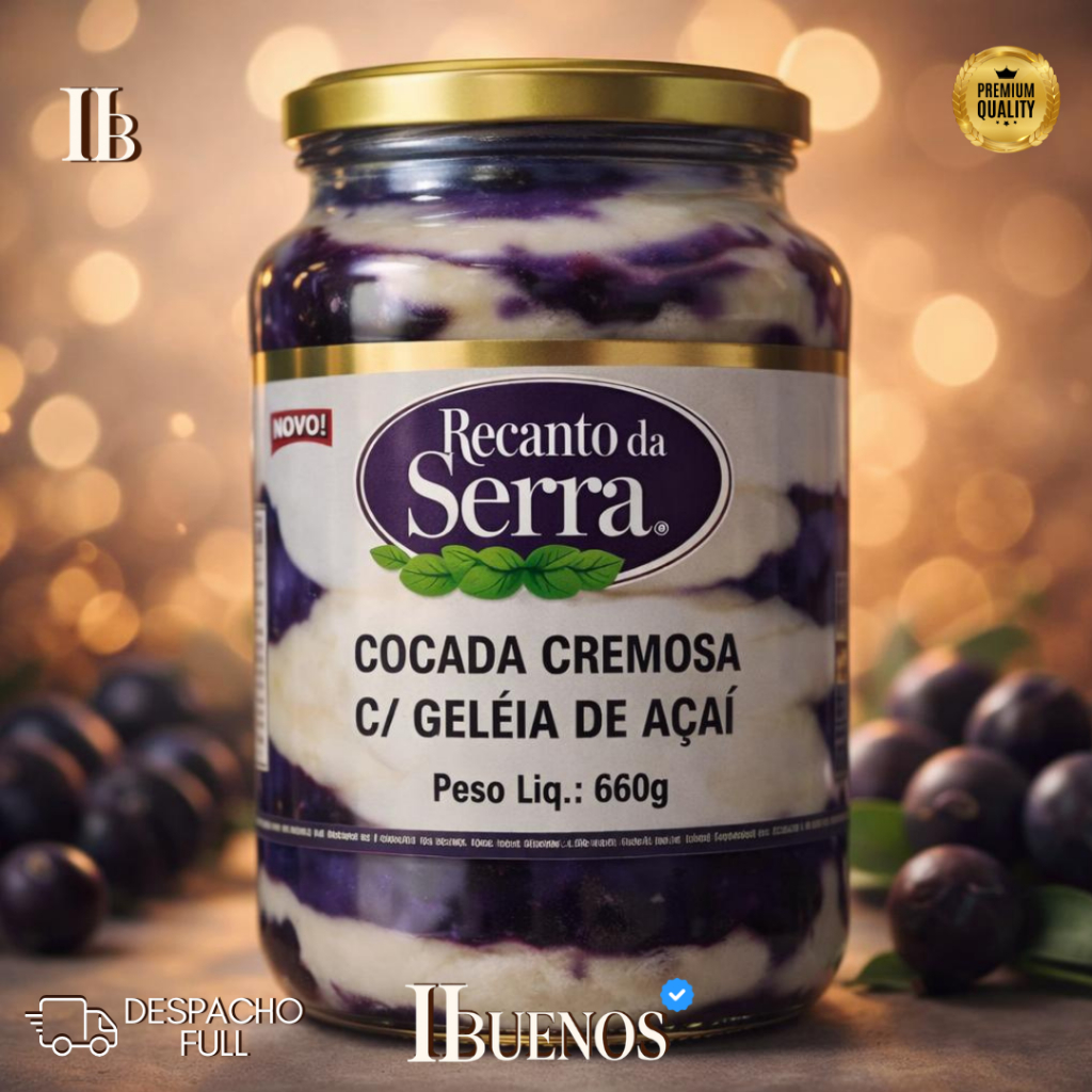 Cocada Cremosa com Geleia de Açaí 660gr - Recanto da Serra