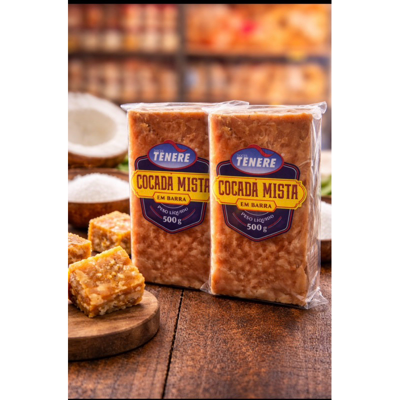 Kit 2 Cocada Mista em Barra 500g Doces Tenere Tradicional