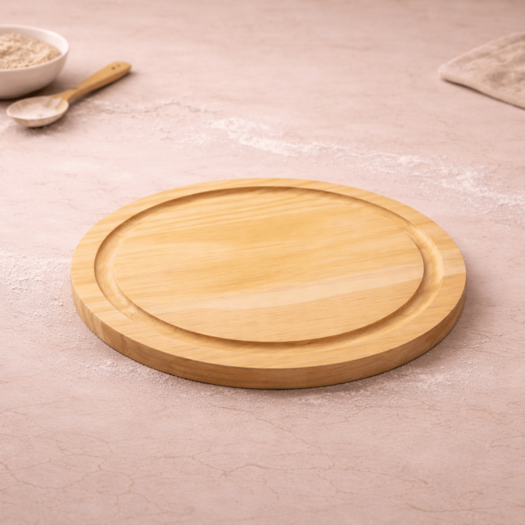 Prato Madeira pinus Redondo 22cm Tábua Petisqueira Servir Queijos Frios Lanche Petiscos Bandeja