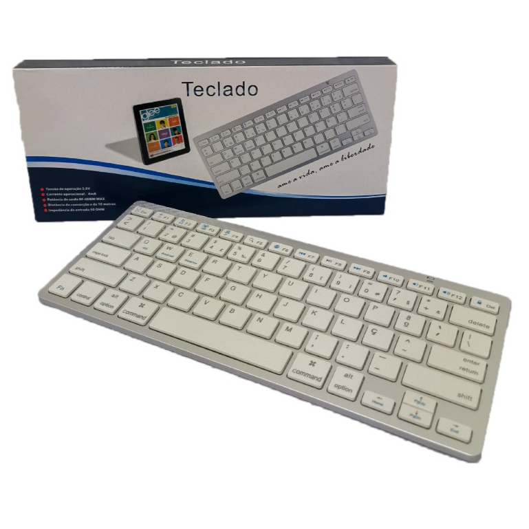 Teclado Bluetooth Sem Fio Padrão Português iMac iPad Pc celular Wireless