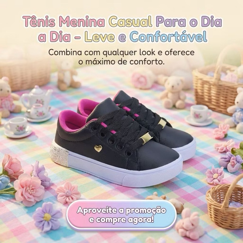 Tênis Infantil Menina Resistente e Durável Escolar Uso Diário 25 ao 33 Envio Rápido em Oferta na Shopee