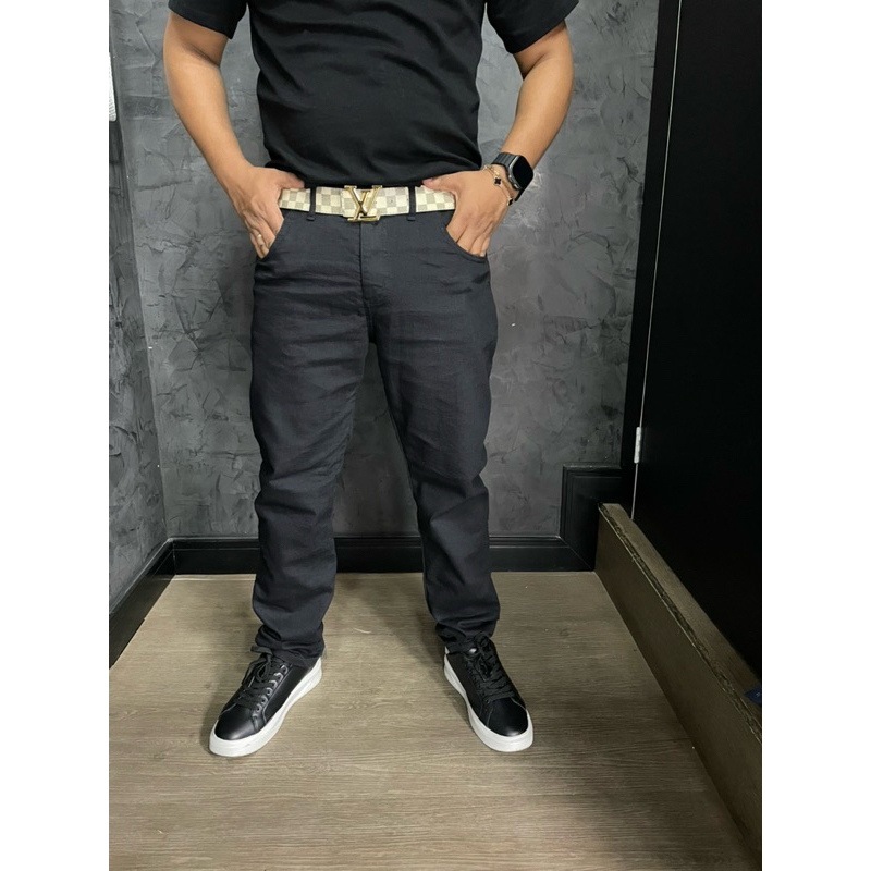 Calça Jeans Preta American Fit Drip Boss em Oferta na Shopee