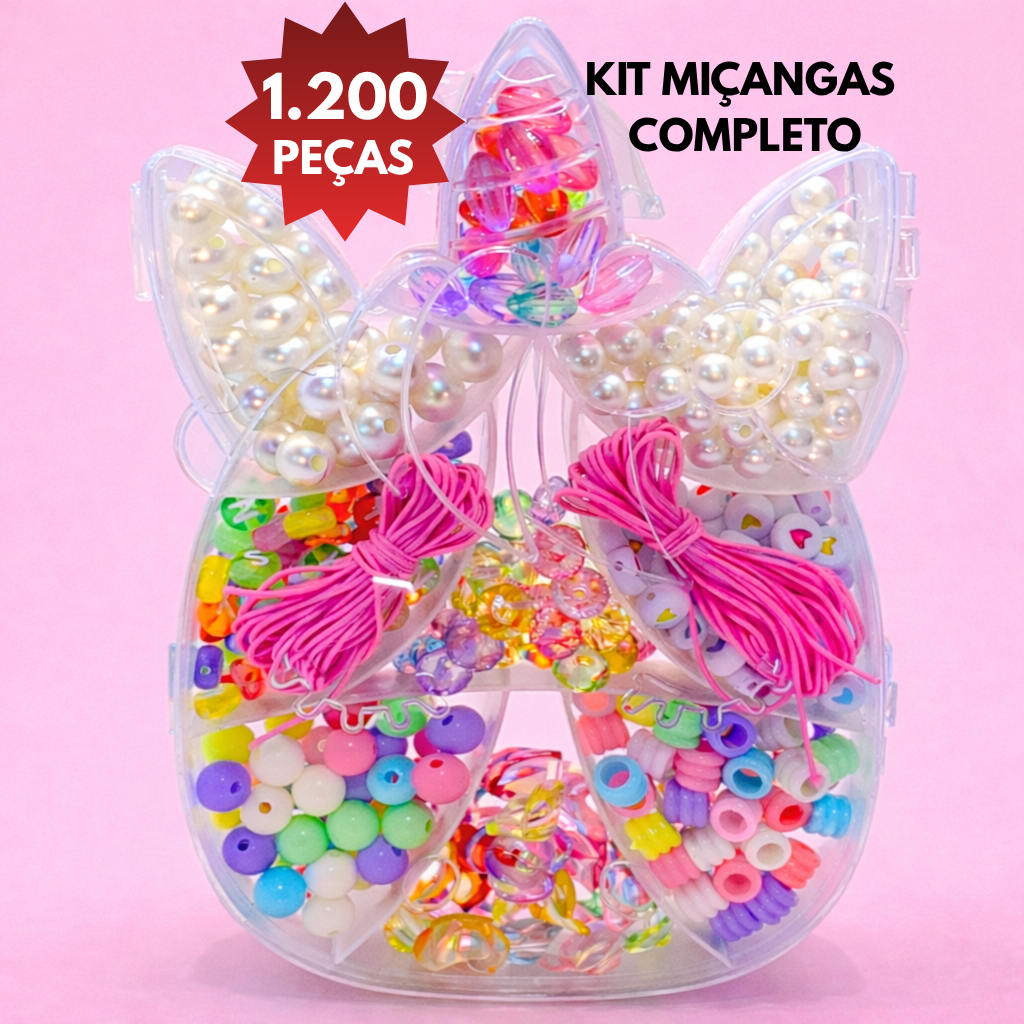 Kit Miçangas coloridas 1.200 peças para fazer Pulseiras Colares bijuteria infantil DIY Phone Strap
