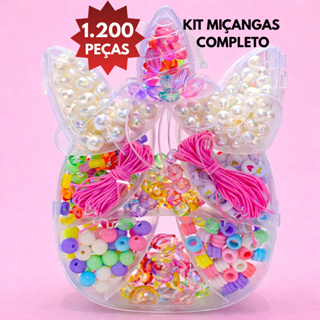 Kit Miçangas coloridas 1.200 peças para fazer Pulseiras Colares bijuteria infantil DIY Phone Strap em Oferta na Shopee