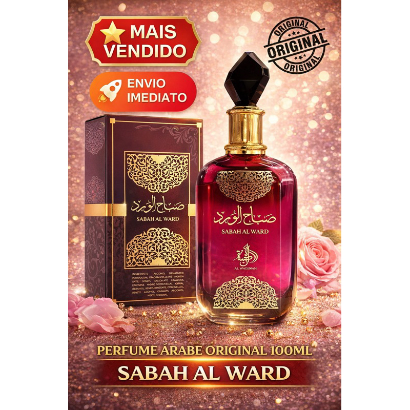 Perfume Árabe Sabah Al Ward 100ml Original Feminino Importado EDP Luxo Envio Imediato