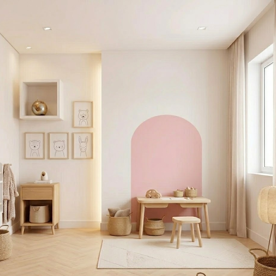 Adesivo Parede Minimalista Geométrico Arco  Rosa B72 arco rosa ou arco cinza