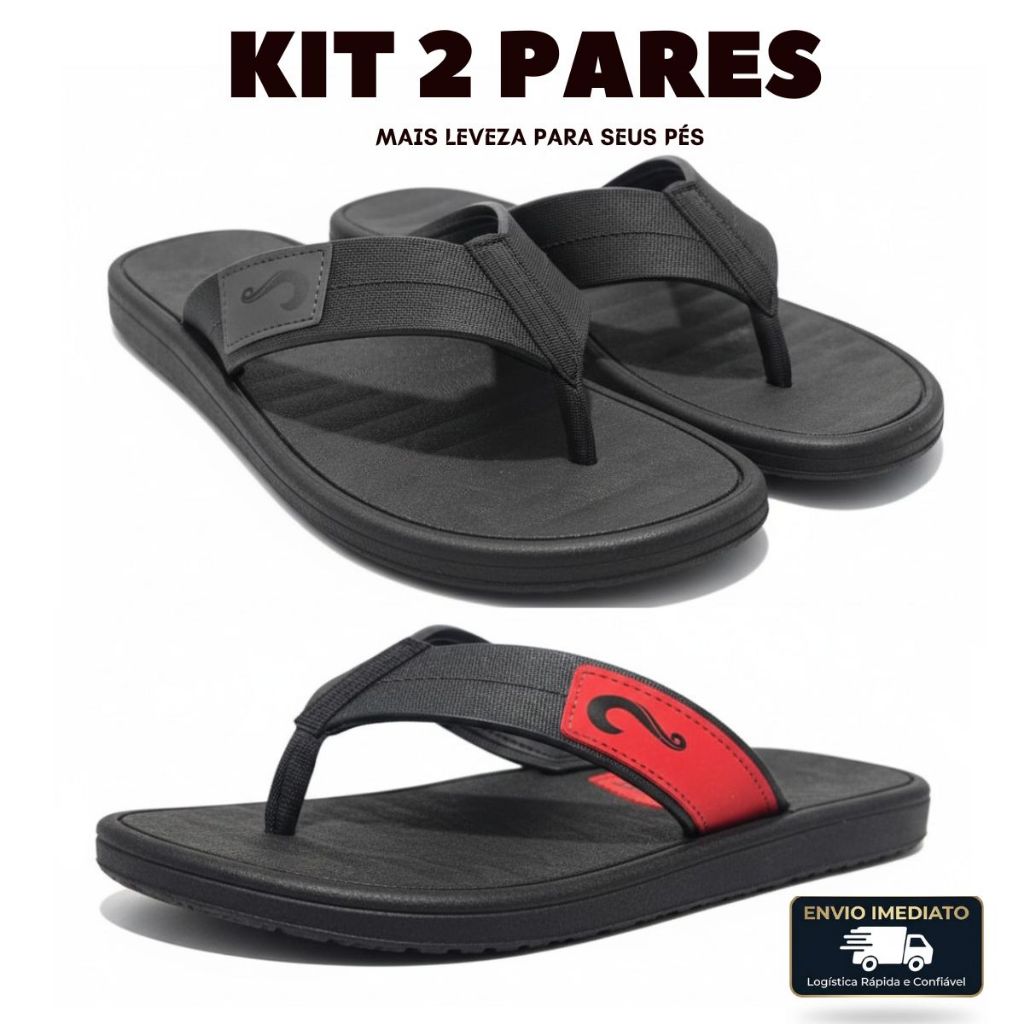 Kit 2 Pares Chinelo Masculino Adulto Macio Barato NOVO